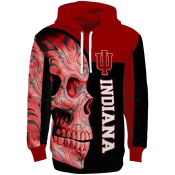 indiana hoosiers skull motif red black hoodie best selling