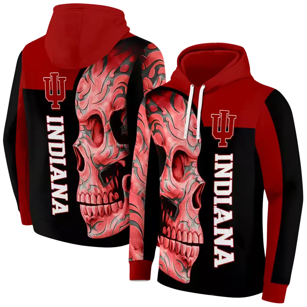 indiana hoosiers skull motif red black hoodie fashion forward indiana hoosiers skull motif red black hoodie fashion forward