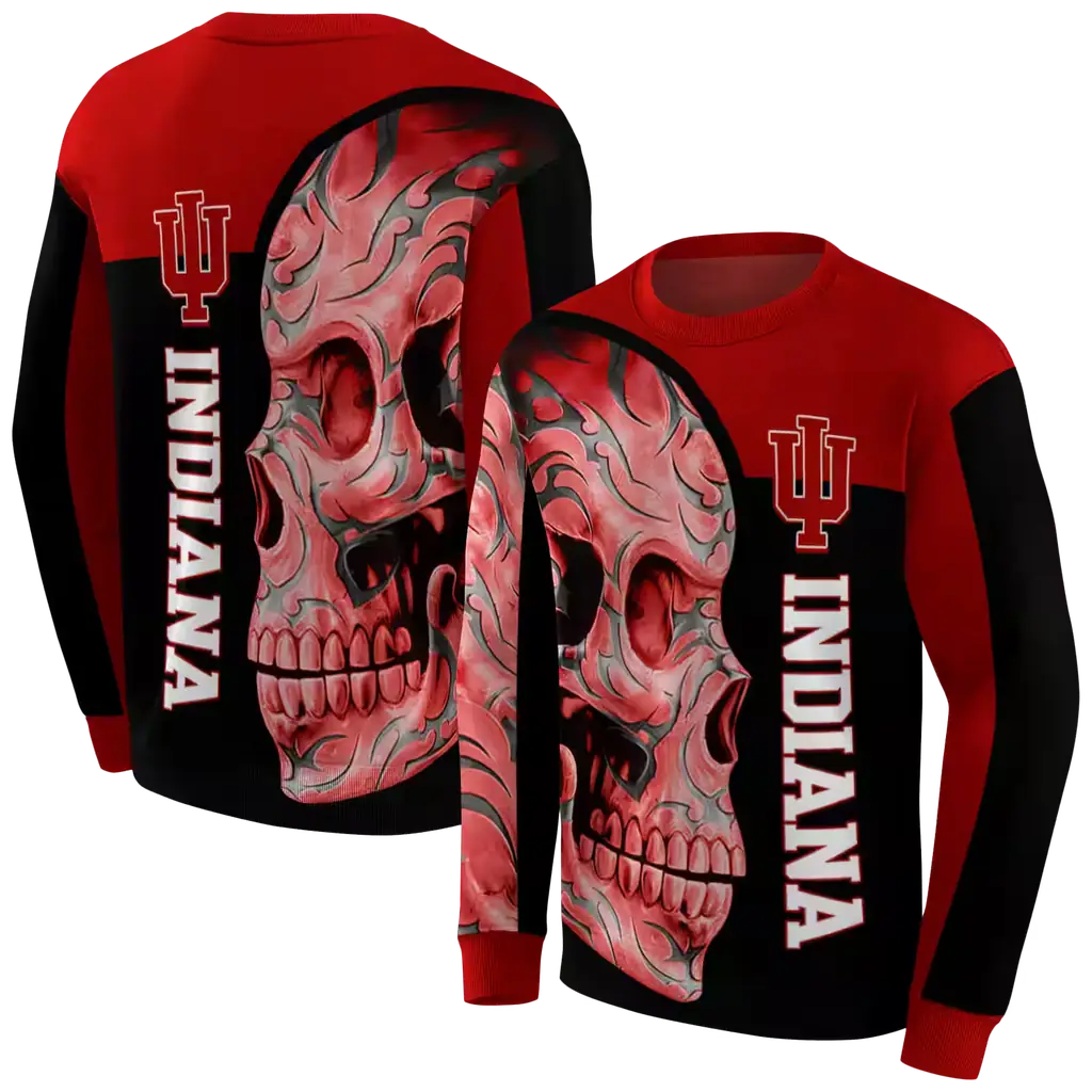 indiana hoosiers skull motif red black hoodie premium grade indiana hoosiers skull motif red black hoodie premium grade