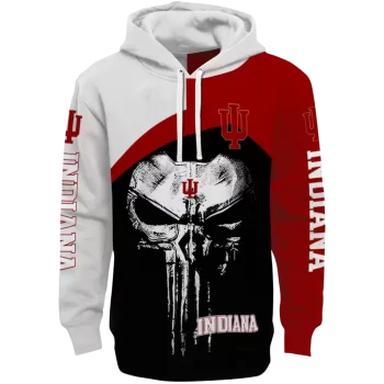 indiana hoosiers skull punisher cream black hoodie best selling