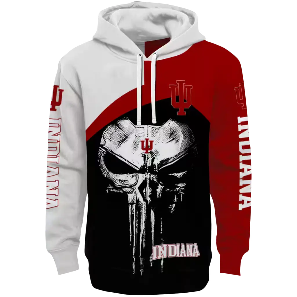 indiana hoosiers skull punisher cream black hoodie best selling indiana hoosiers skull punisher cream black hoodie best selling