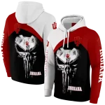 indiana hoosiers skull punisher cream black hoodie best selling
