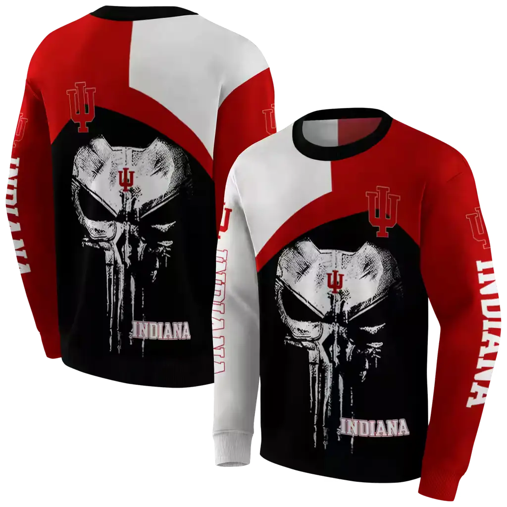 indiana hoosiers skull punisher cream black hoodie premium grade indiana hoosiers skull punisher cream black hoodie premium grade