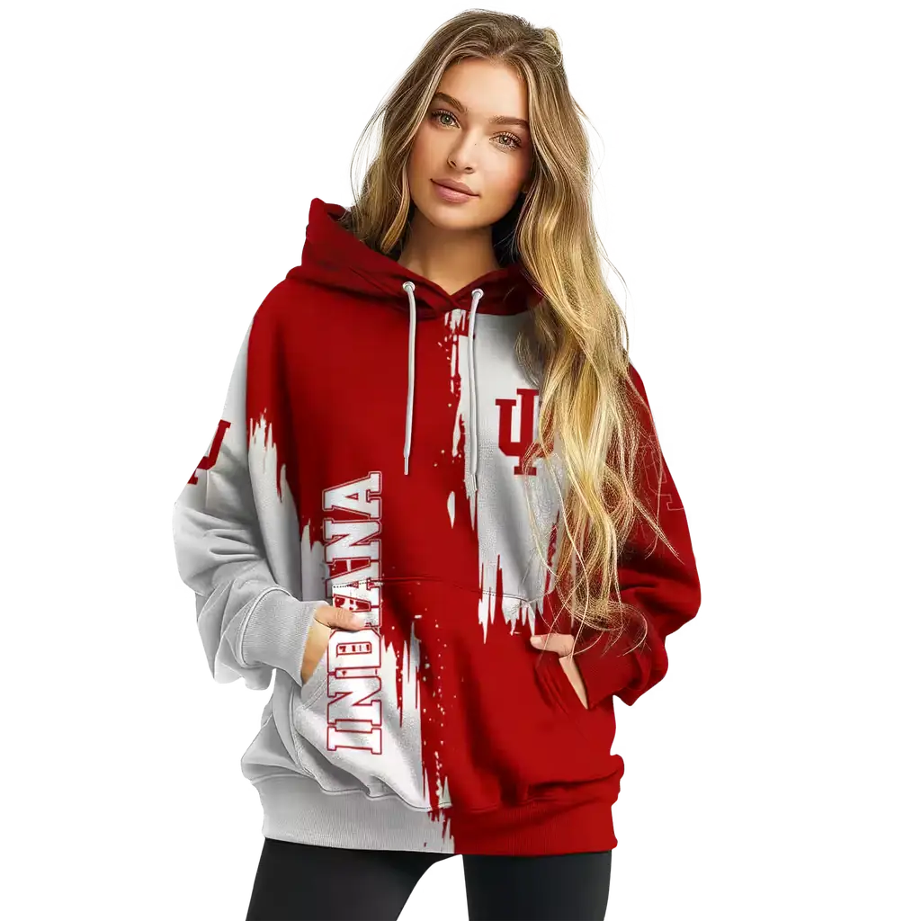 indiana hoosiers splatter effect red hoodie high quality indiana hoosiers splatter effect red hoodie high quality