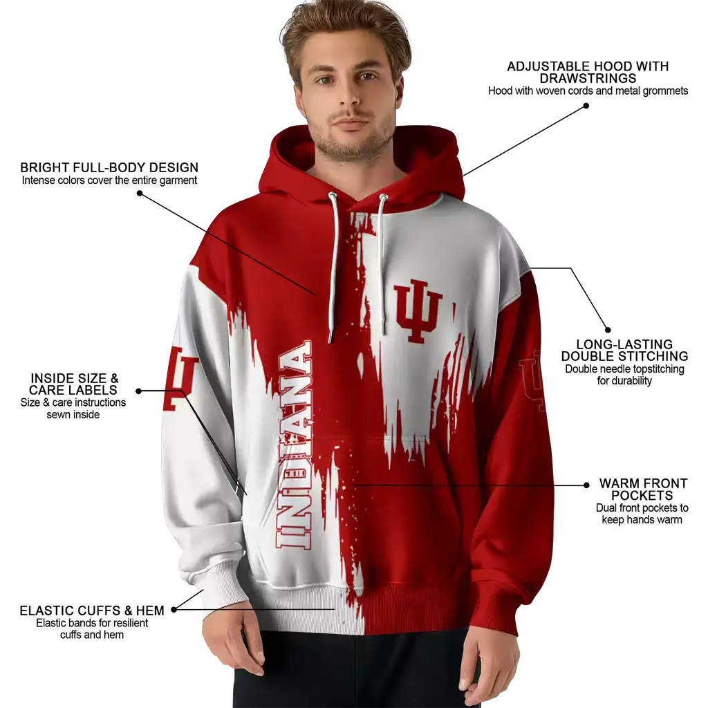 indiana hoosiers splatter effect red hoodie latest model indiana hoosiers splatter effect red hoodie latest model