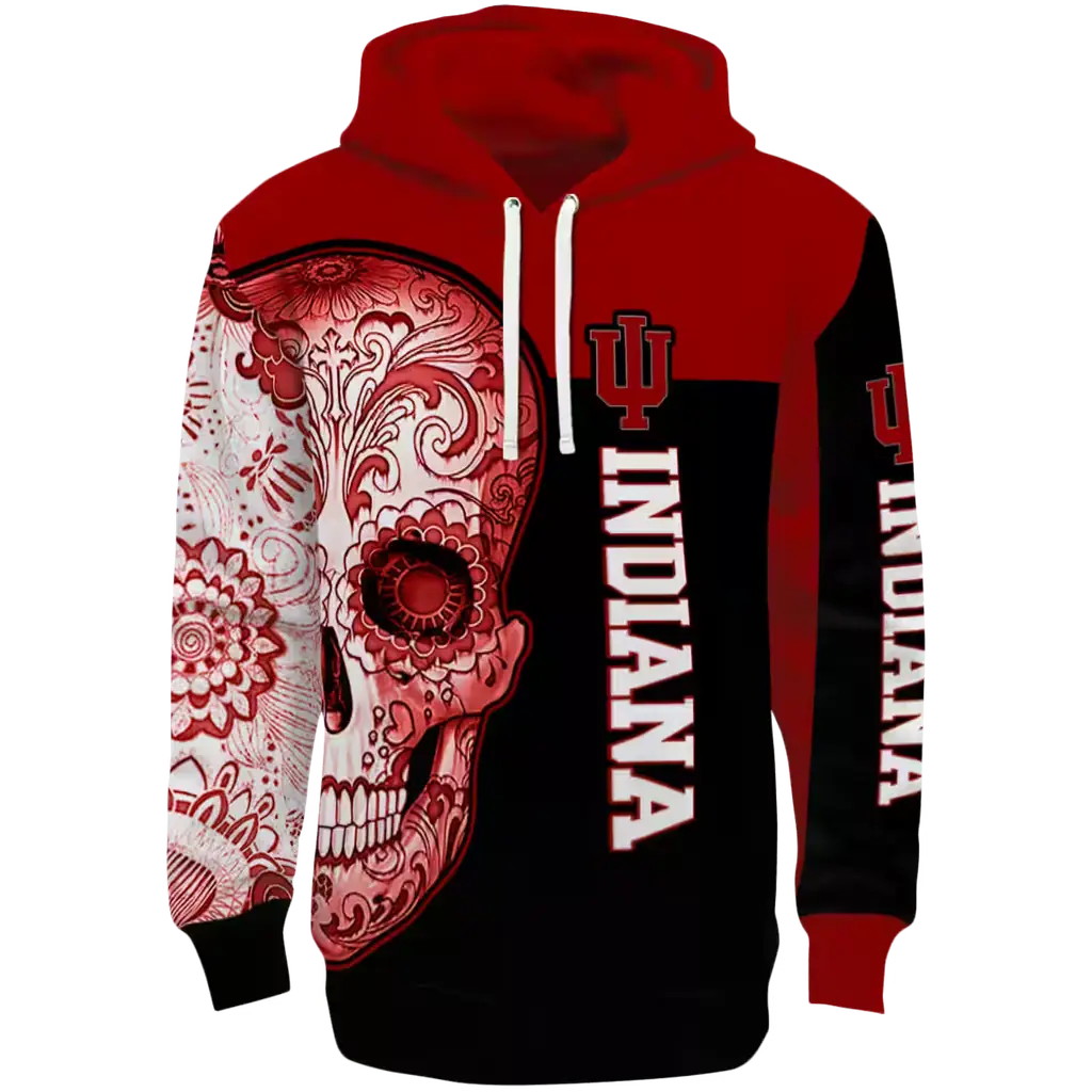 indiana hoosiers sugar skull red black hoodie best selling indiana hoosiers sugar skull red black hoodie best selling