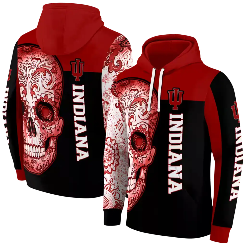 indiana hoosiers sugar skull red black hoodie fashion forward indiana hoosiers sugar skull red black hoodie fashion forward
