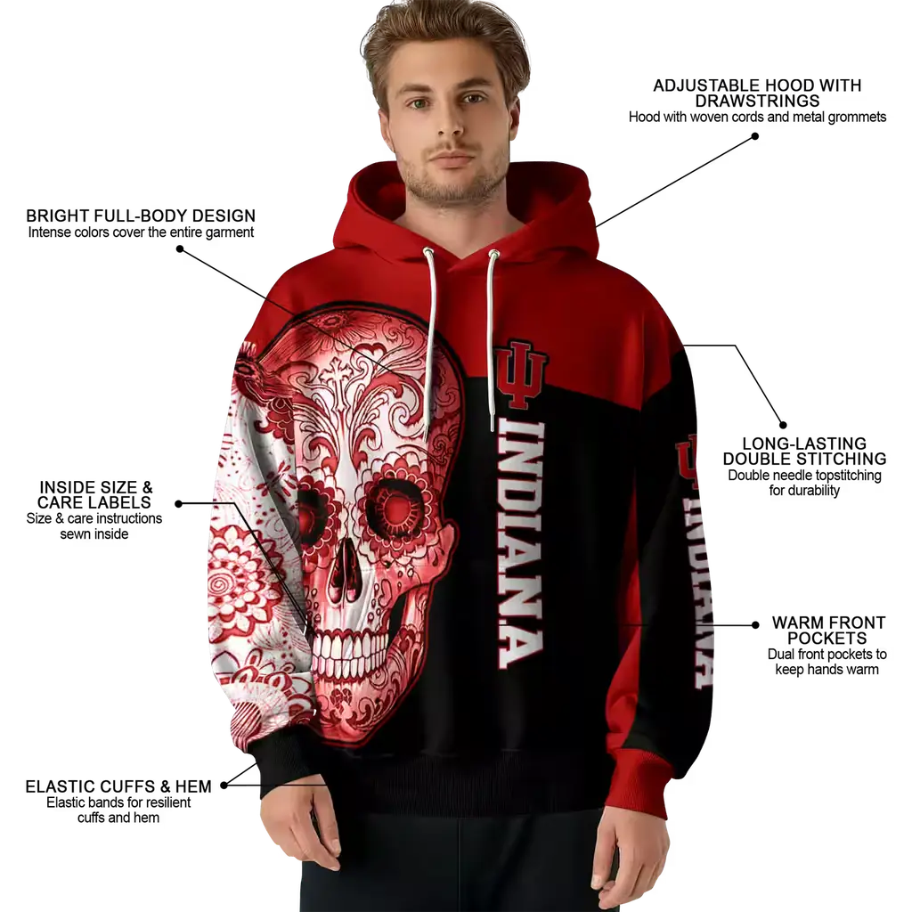 indiana hoosiers sugar skull red black hoodie latest model indiana hoosiers sugar skull red black hoodie latest model