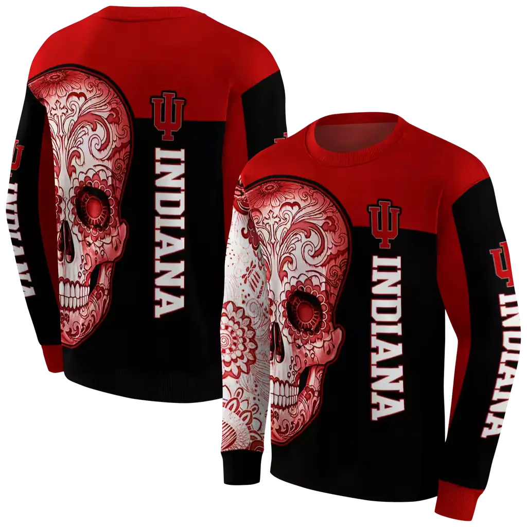indiana hoosiers sugar skull red black hoodie premium grade indiana hoosiers sugar skull red black hoodie premium grade