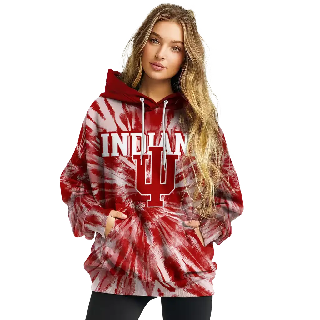 indiana hoosiers tie dye pattern red hoodie high quality indiana hoosiers tie dye pattern red hoodie high quality