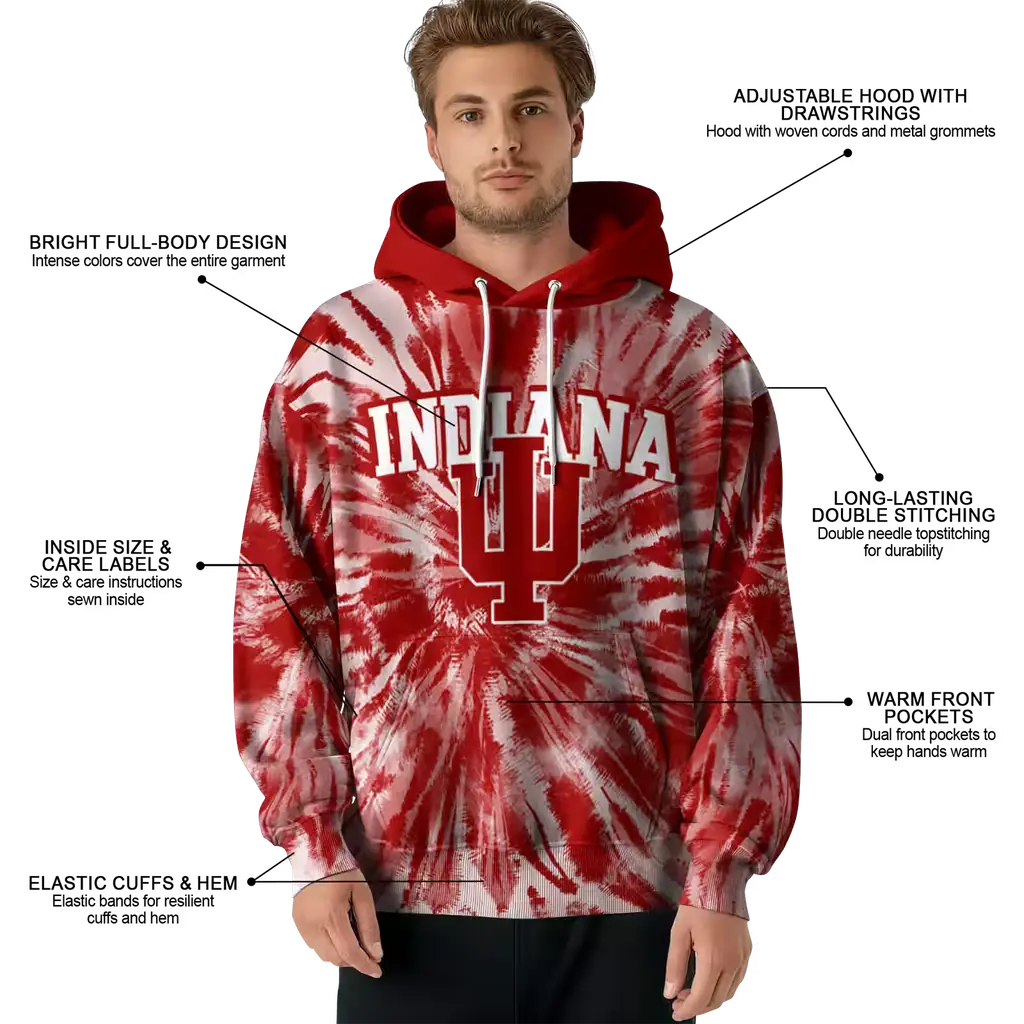 indiana hoosiers tie dye pattern red hoodie latest model indiana hoosiers tie dye pattern red hoodie latest model