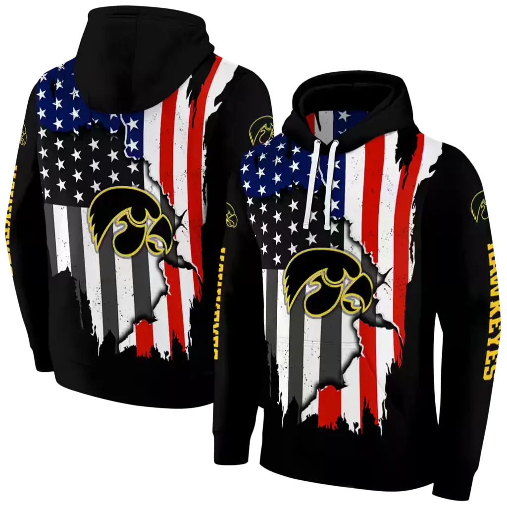 iowa hawkeyes american pride black hoodie fashion forward iowa hawkeyes american pride black hoodie fashion forward