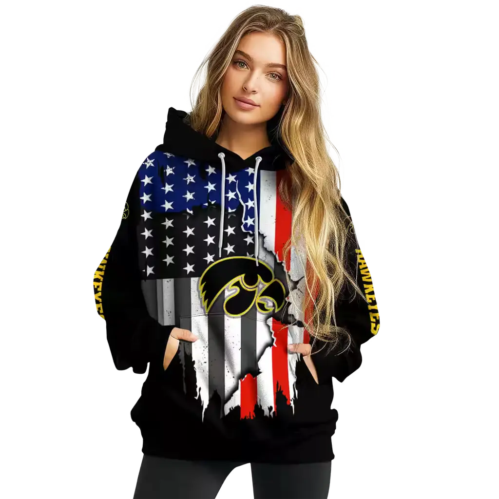 iowa hawkeyes american pride black hoodie high quality iowa hawkeyes american pride black hoodie high quality