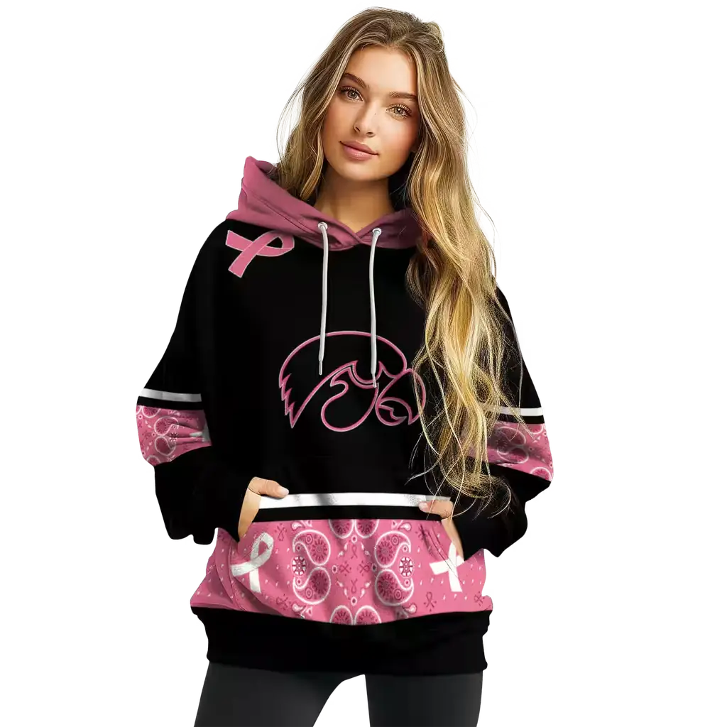 iowa hawkeyes awareness ribbon black pink hoodie high quality iowa hawkeyes awareness ribbon black pink hoodie high quality