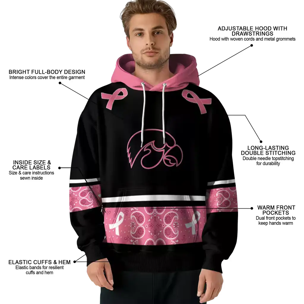 iowa hawkeyes awareness ribbon black pink hoodie latest model iowa hawkeyes awareness ribbon black pink hoodie latest model
