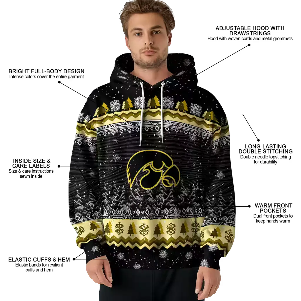 iowa hawkeyes christmas trees black hoodie latest model iowa hawkeyes christmas trees black hoodie latest model
