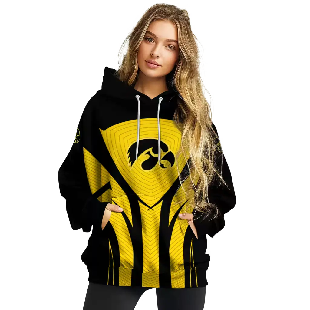 iowa hawkeyes concentric lines black hoodie high quality iowa hawkeyes concentric lines black hoodie high quality
