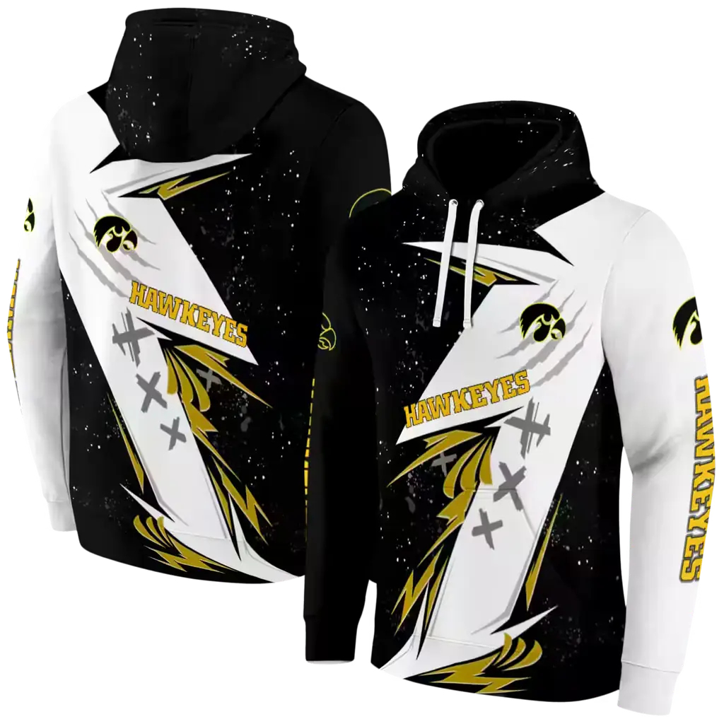 iowa hawkeyes dynamic slash black white hoodie fashion forward iowa hawkeyes dynamic slash black white hoodie fashion forward