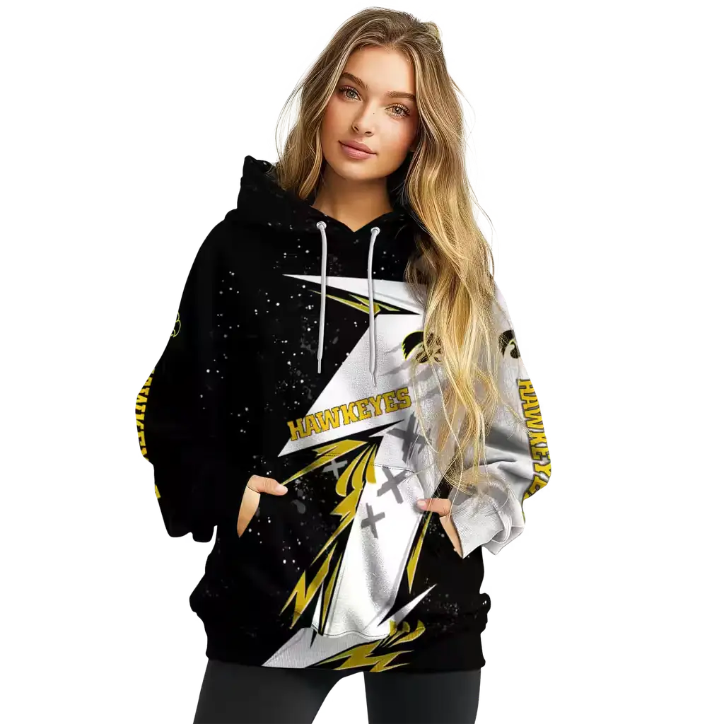 iowa hawkeyes dynamic slash black white hoodie high quality iowa hawkeyes dynamic slash black white hoodie high quality