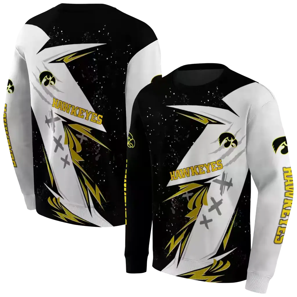 iowa hawkeyes dynamic slash black white hoodie premium grade iowa hawkeyes dynamic slash black white hoodie premium grade