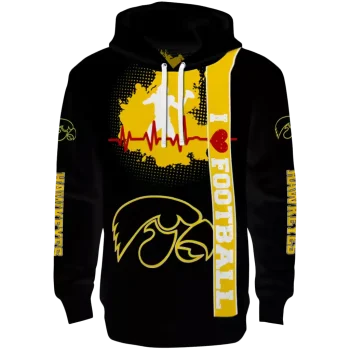 iowa hawkeyes football heartbeat black hoodie best selling