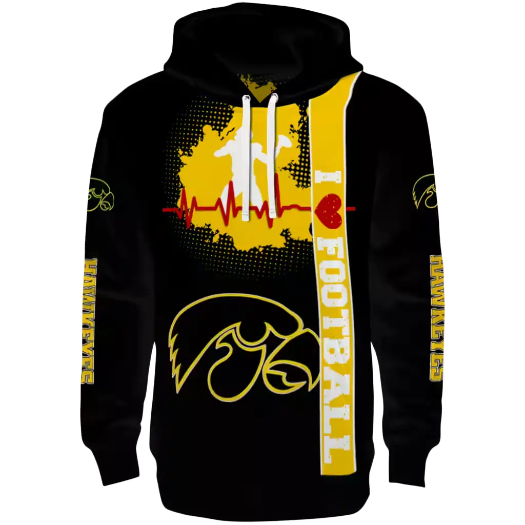 iowa hawkeyes football heartbeat black hoodie best selling iowa hawkeyes football heartbeat black hoodie best selling