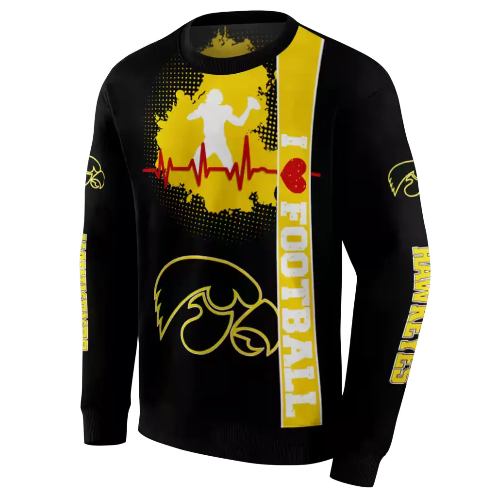 iowa hawkeyes football heartbeat black hoodie new arrival iowa hawkeyes football heartbeat black hoodie new arrival