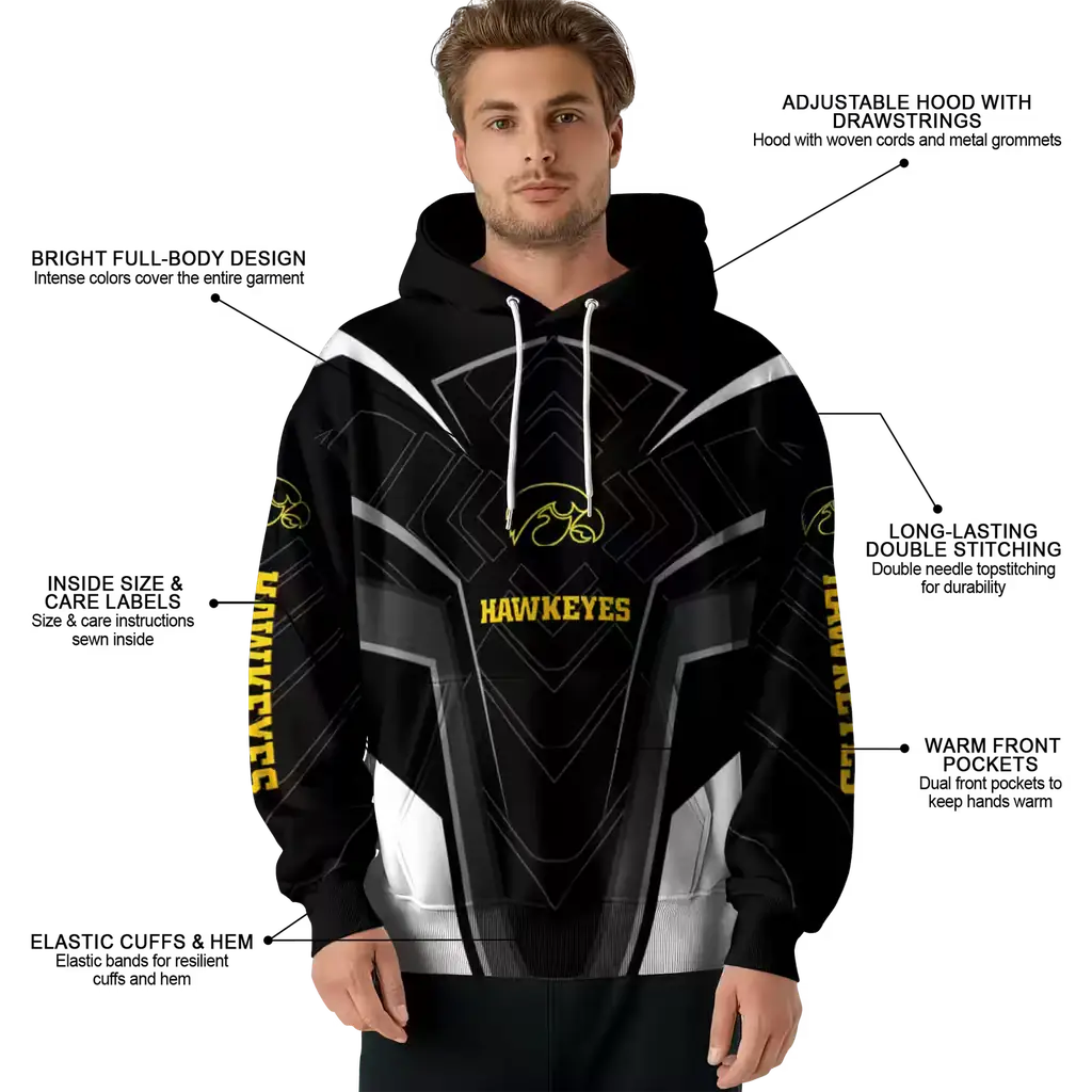 iowa hawkeyes futuristic pattern black hoodie latest model iowa hawkeyes futuristic pattern black hoodie latest model