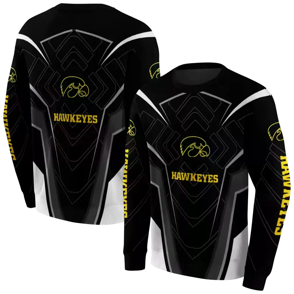 iowa hawkeyes futuristic pattern black hoodie premium grade iowa hawkeyes futuristic pattern black hoodie premium grade