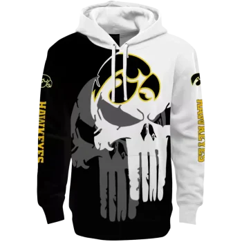 iowa hawkeyes graphic punisher black white hoodie best selling