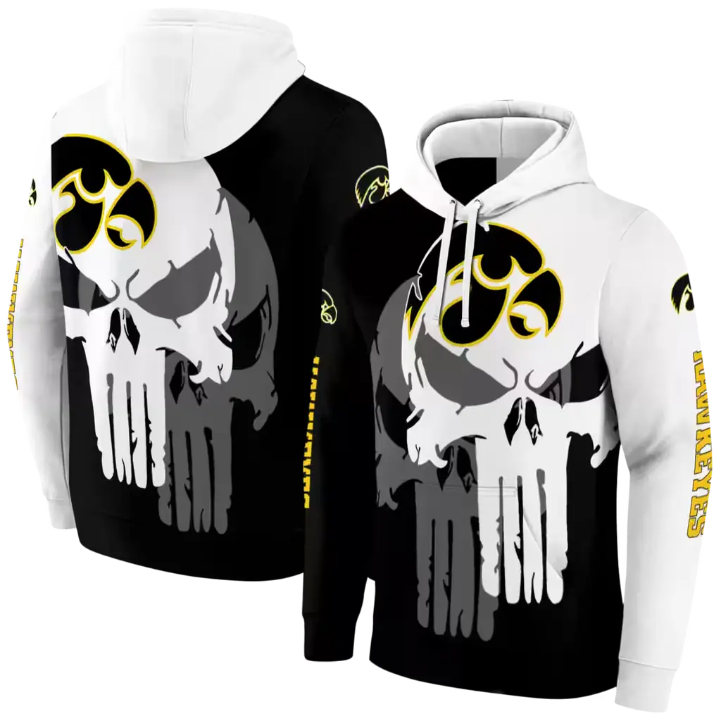 iowa hawkeyes graphic punisher black white hoodie fashion forward iowa hawkeyes graphic punisher black white hoodie fashion forward