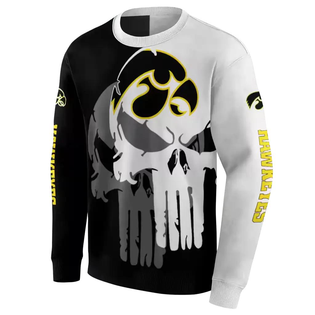 iowa hawkeyes graphic punisher black white hoodie new arrival iowa hawkeyes graphic punisher black white hoodie new arrival