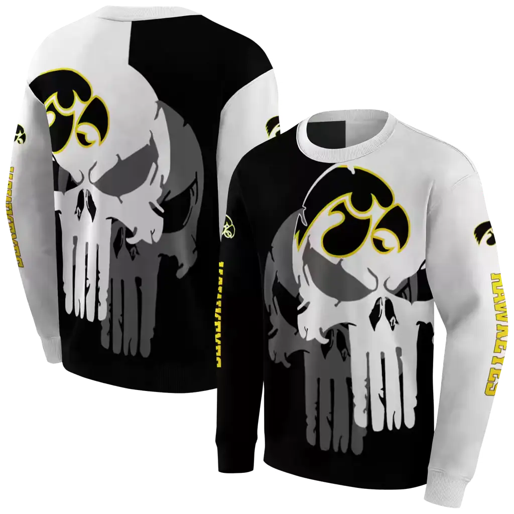 iowa hawkeyes graphic punisher black white hoodie premium grade iowa hawkeyes graphic punisher black white hoodie premium grade