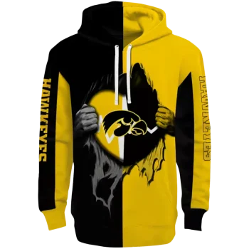 iowa hawkeyes heartbeat graphic black hoodie best selling