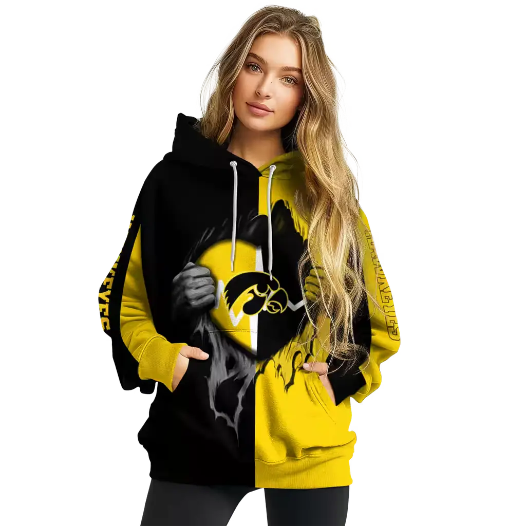 iowa hawkeyes heartbeat graphic black hoodie high quality iowa hawkeyes heartbeat graphic black hoodie high quality