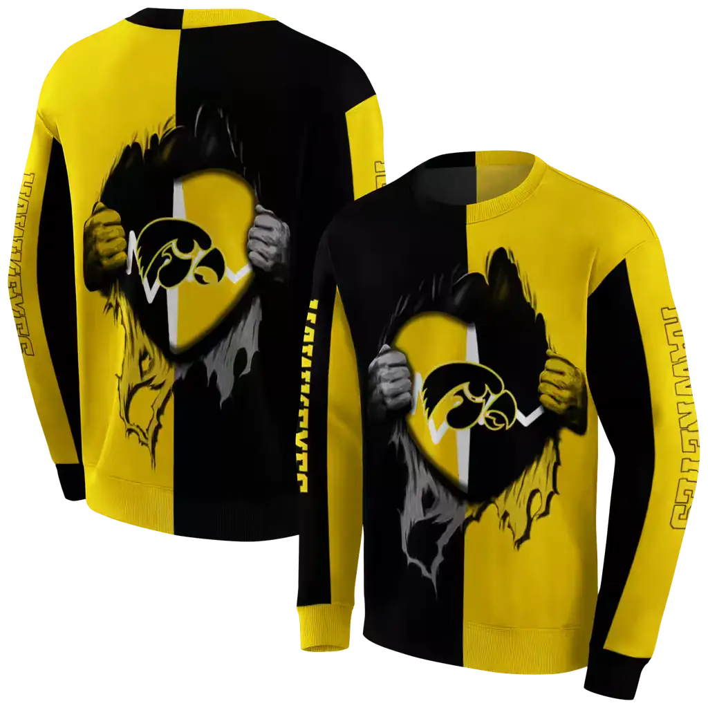 iowa hawkeyes heartbeat graphic black hoodie premium grade iowa hawkeyes heartbeat graphic black hoodie premium grade
