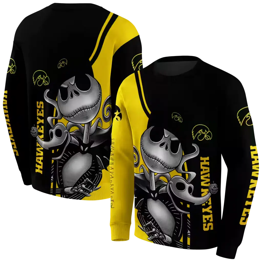 iowa hawkeyes jack skellington black hoodie premium grade iowa hawkeyes jack skellington black hoodie premium grade