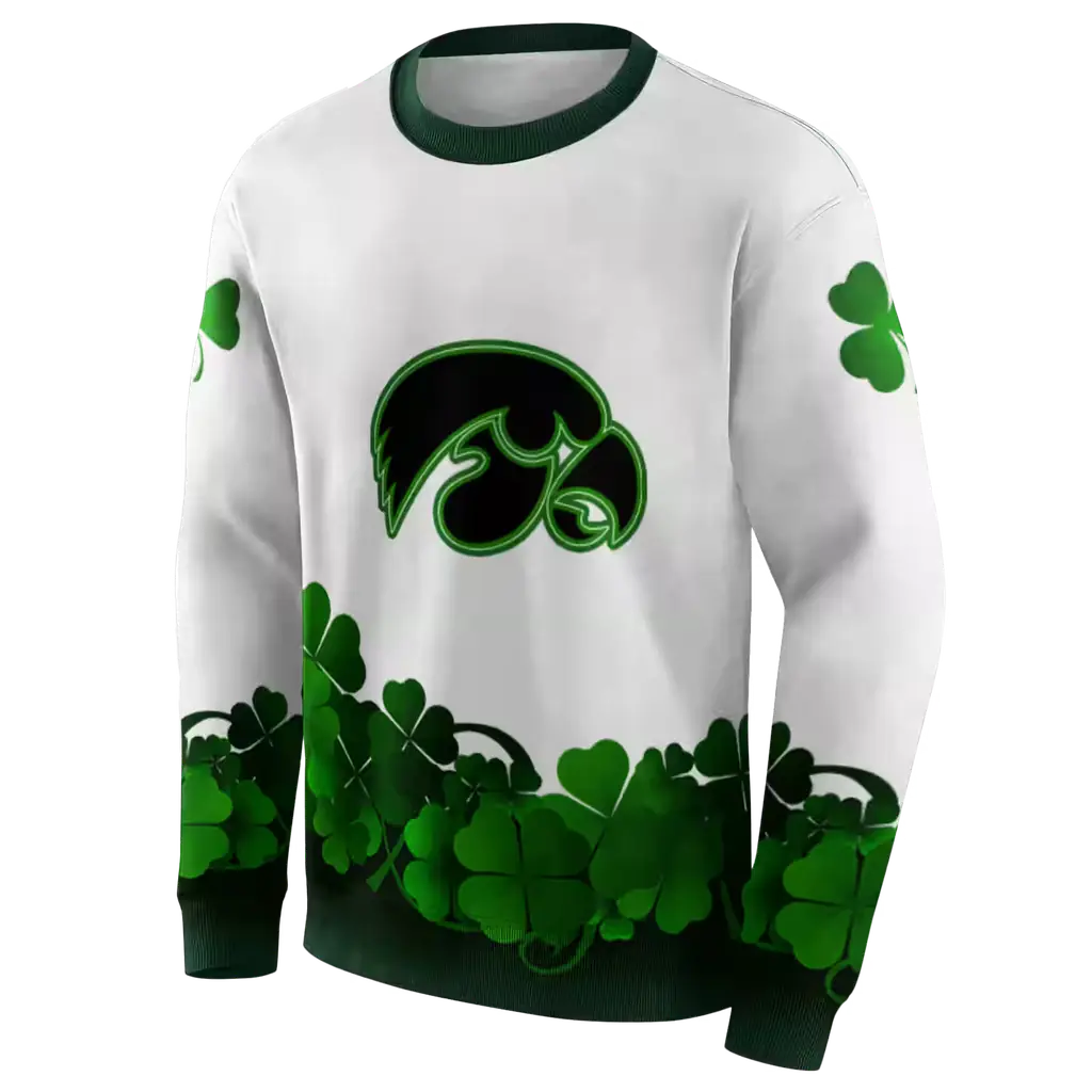 iowa hawkeyes lucky motif white green hoodie new arrival iowa hawkeyes lucky motif white green hoodie new arrival