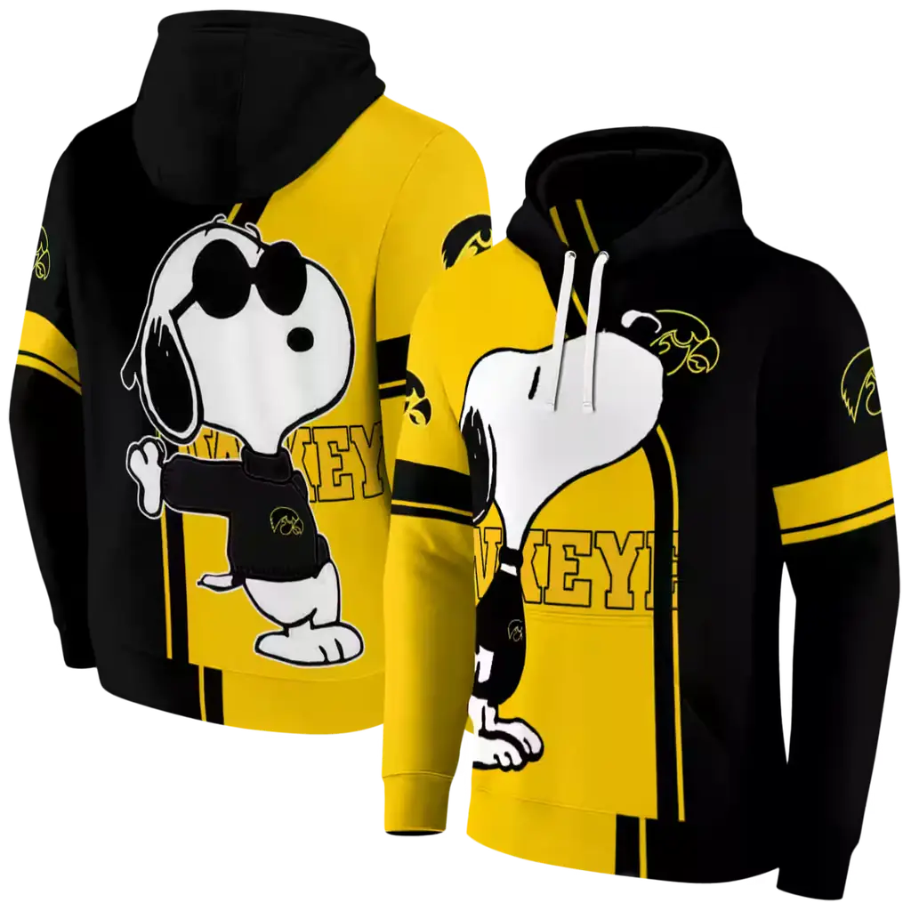 iowa hawkeyes playful snoopy black hoodie fashion forward iowa hawkeyes playful snoopy black hoodie fashion forward