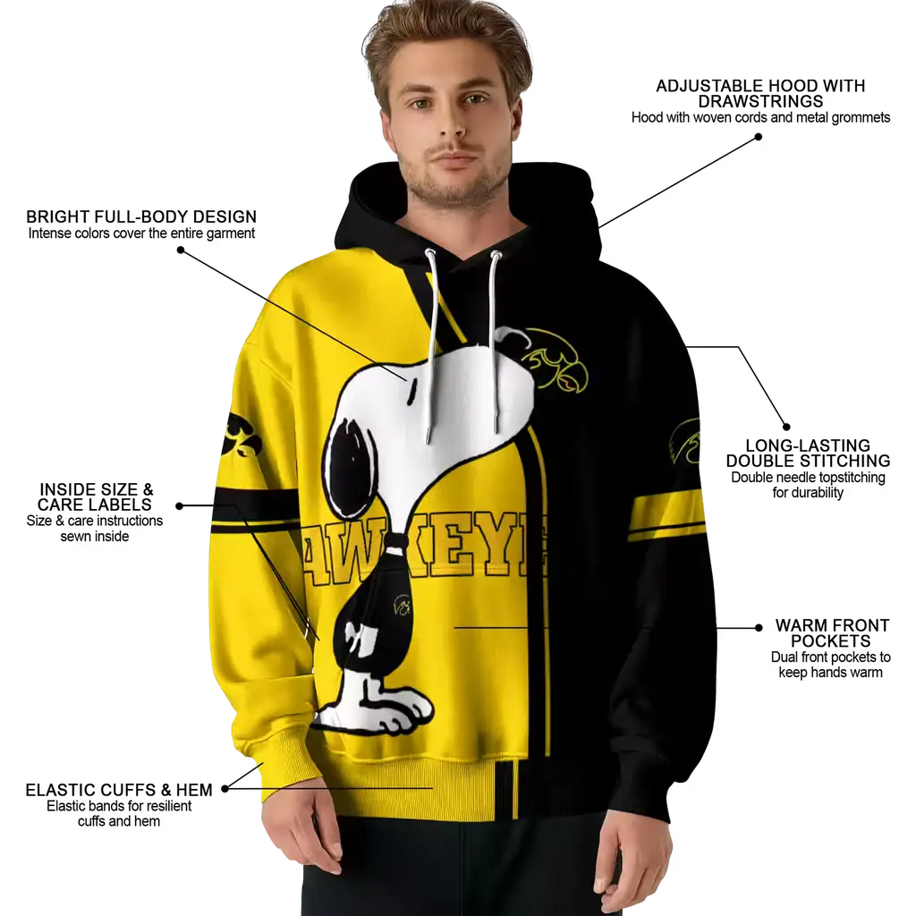 iowa hawkeyes playful snoopy black hoodie latest model iowa hawkeyes playful snoopy black hoodie latest model