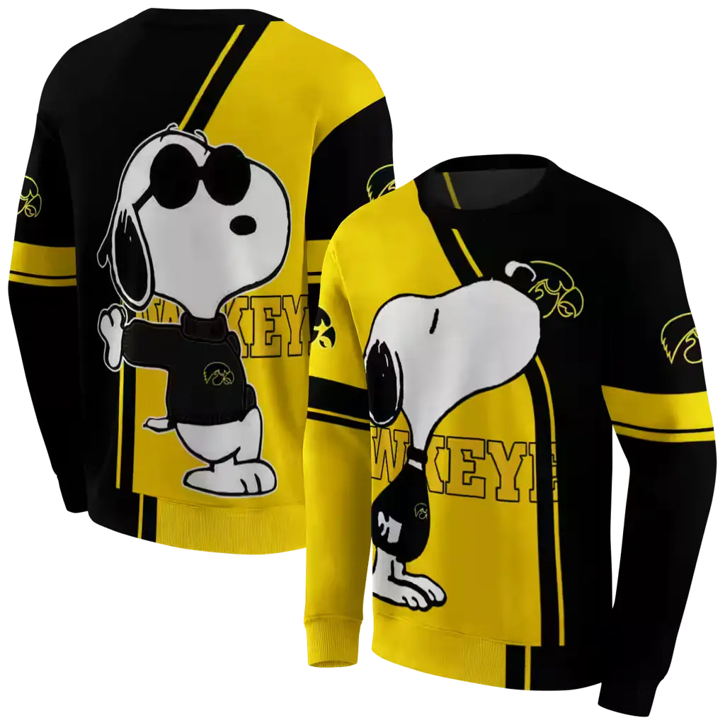 iowa hawkeyes playful snoopy black hoodie premium grade iowa hawkeyes playful snoopy black hoodie premium grade