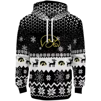 iowa hawkeyes reindeer motif black hoodie best selling