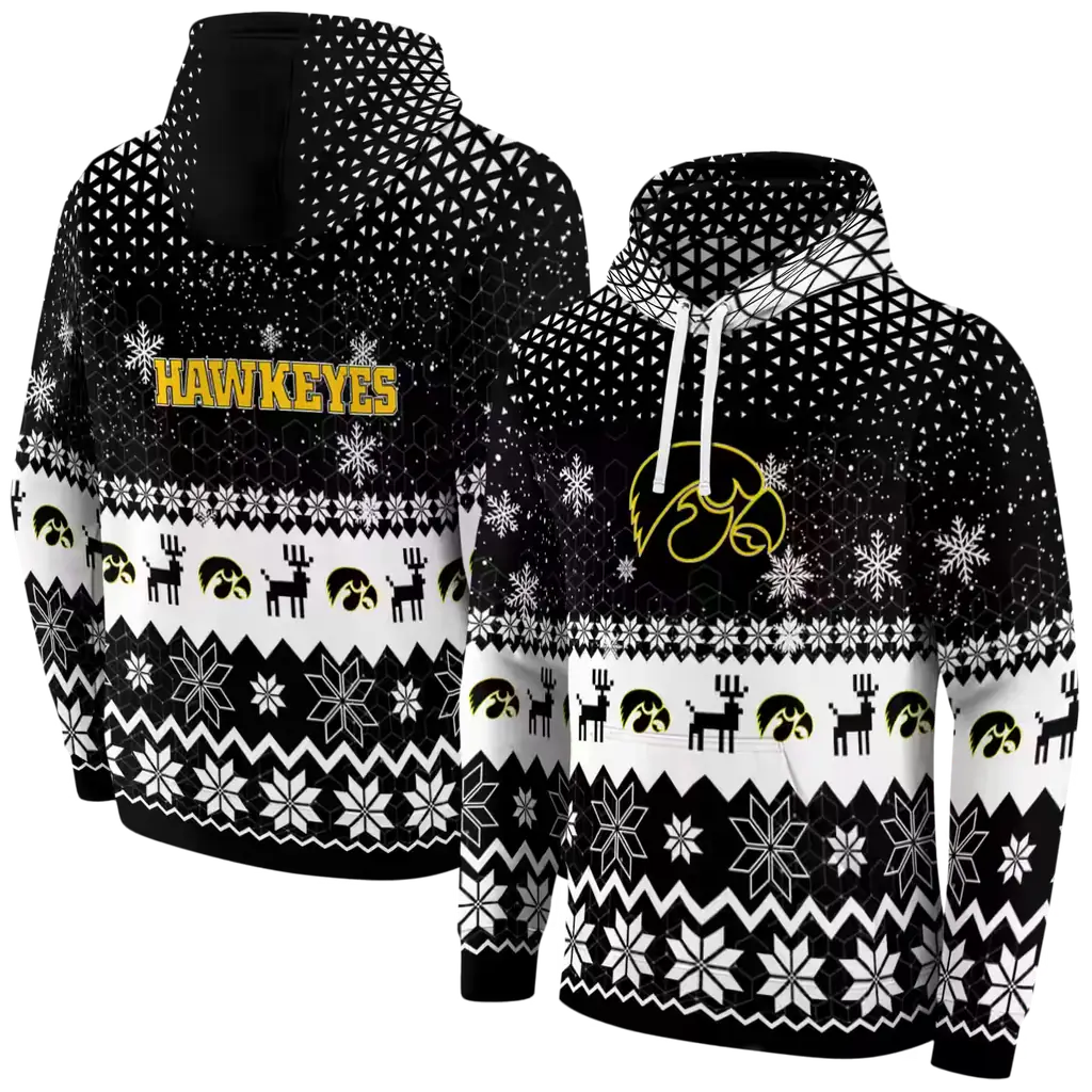 iowa hawkeyes reindeer motif black hoodie fashion forward iowa hawkeyes reindeer motif black hoodie fashion forward