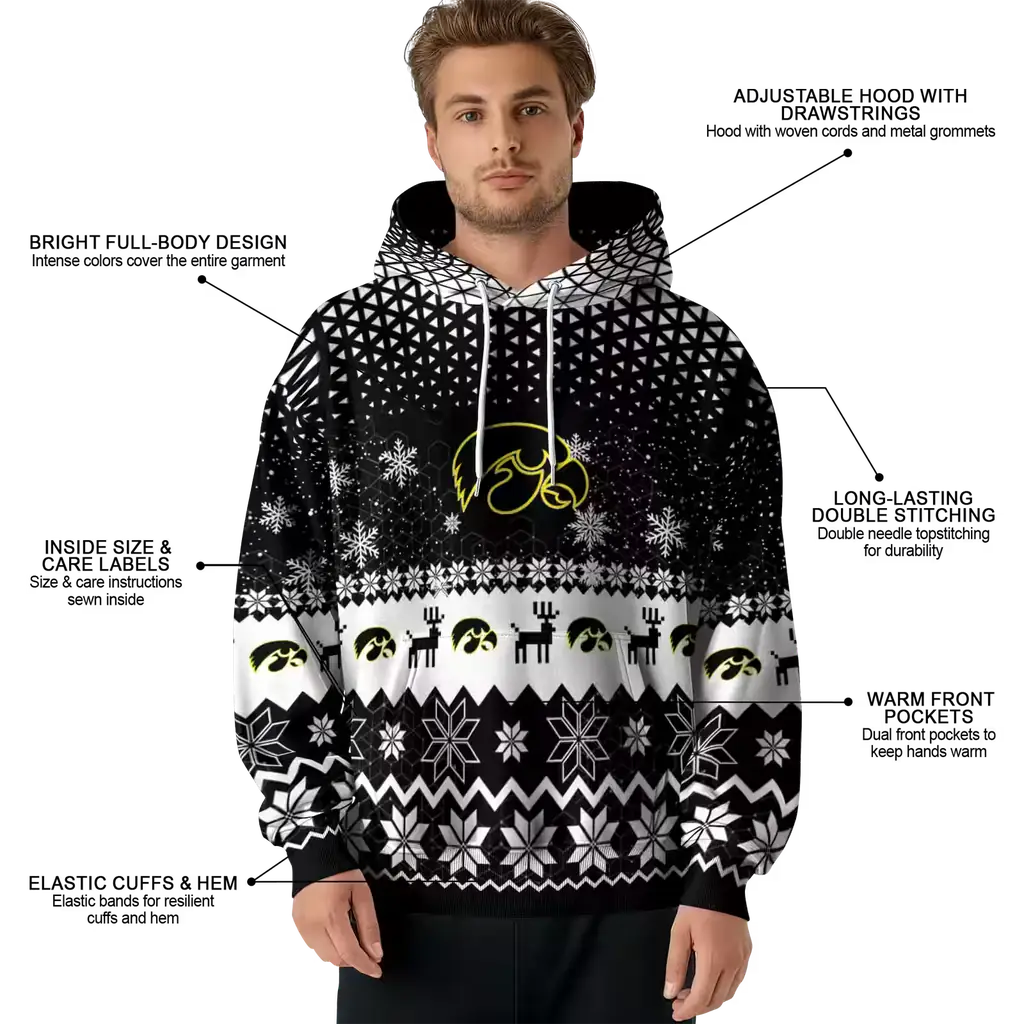 iowa hawkeyes reindeer motif black hoodie latest model iowa hawkeyes reindeer motif black hoodie latest model