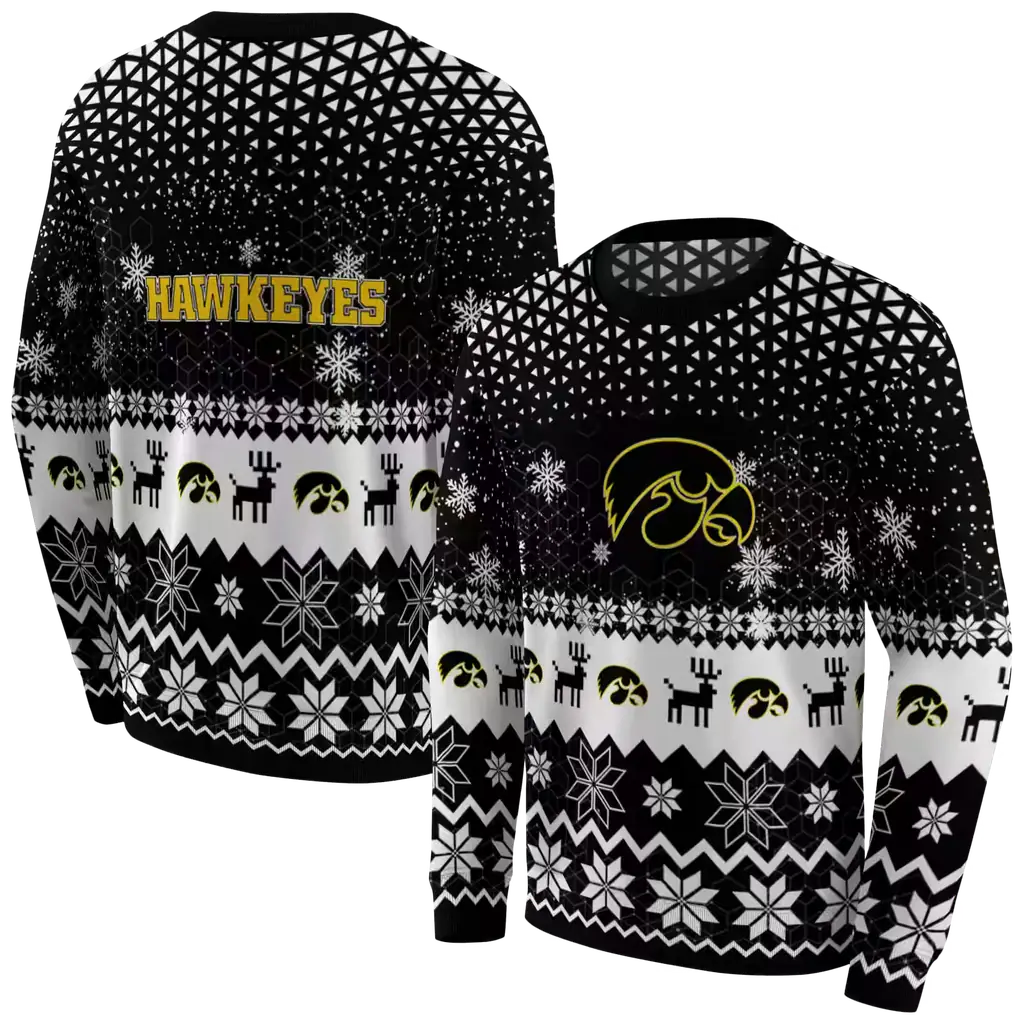 iowa hawkeyes reindeer motif black hoodie premium grade iowa hawkeyes reindeer motif black hoodie premium grade