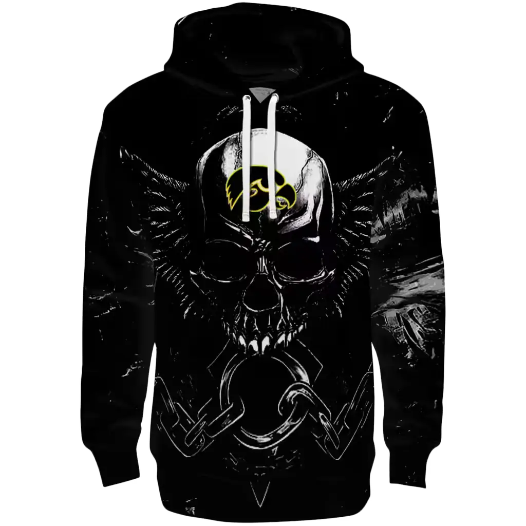 iowa hawkeyes skull artwork black hoodie best selling iowa hawkeyes skull artwork black hoodie best selling