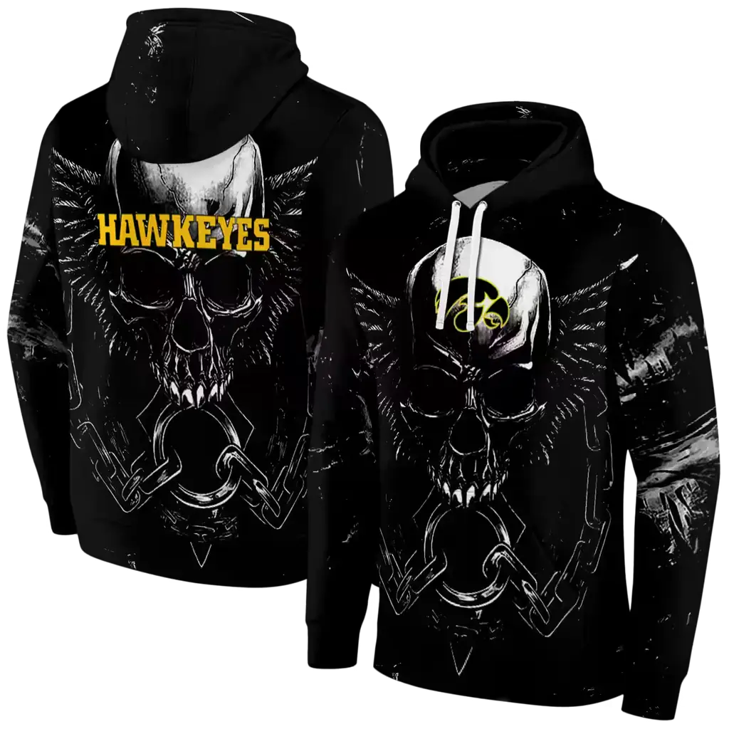 iowa hawkeyes skull artwork black hoodie fashion forward iowa hawkeyes skull artwork black hoodie fashion forward