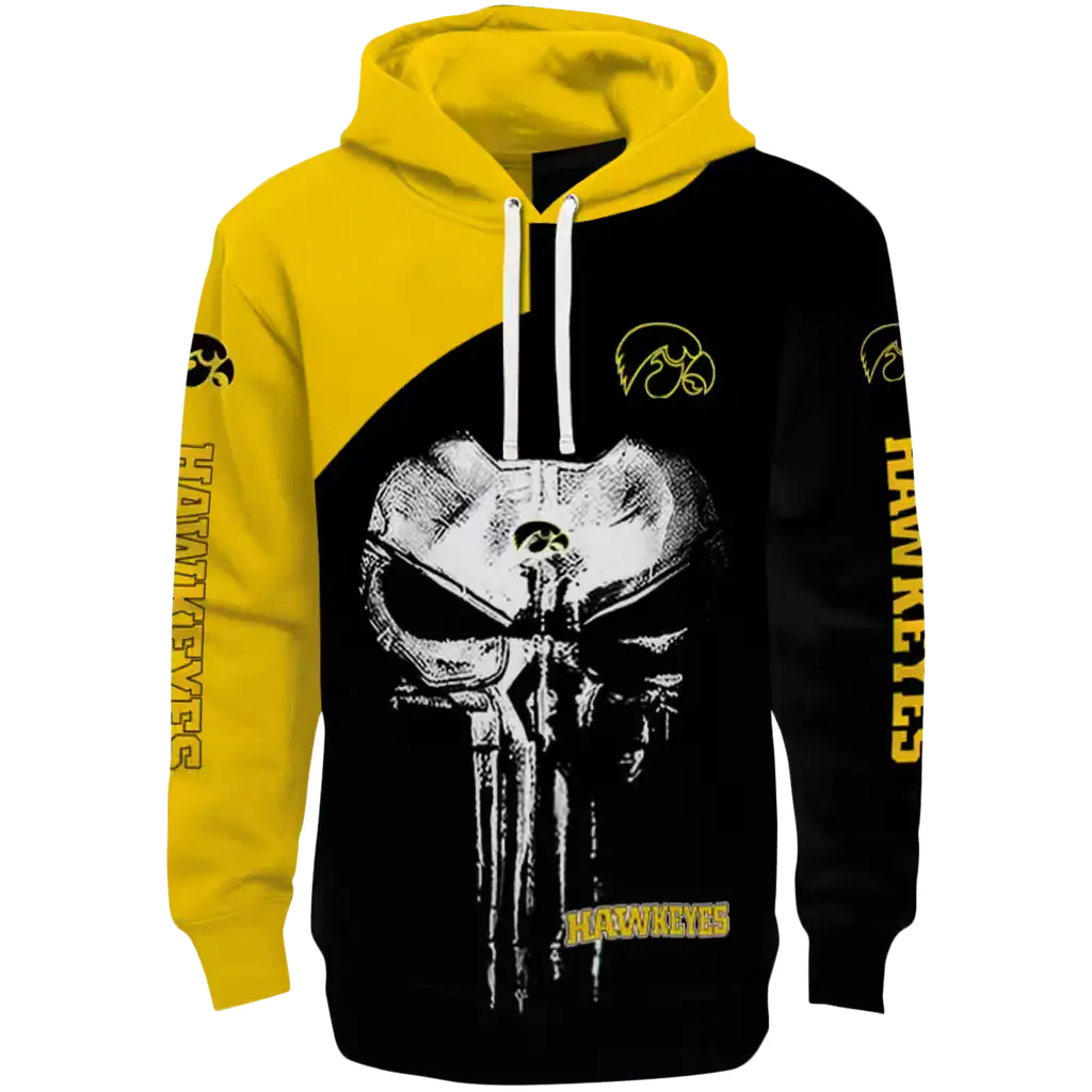 iowa hawkeyes skull punisher gold black hoodie best selling iowa hawkeyes skull punisher gold black hoodie best selling