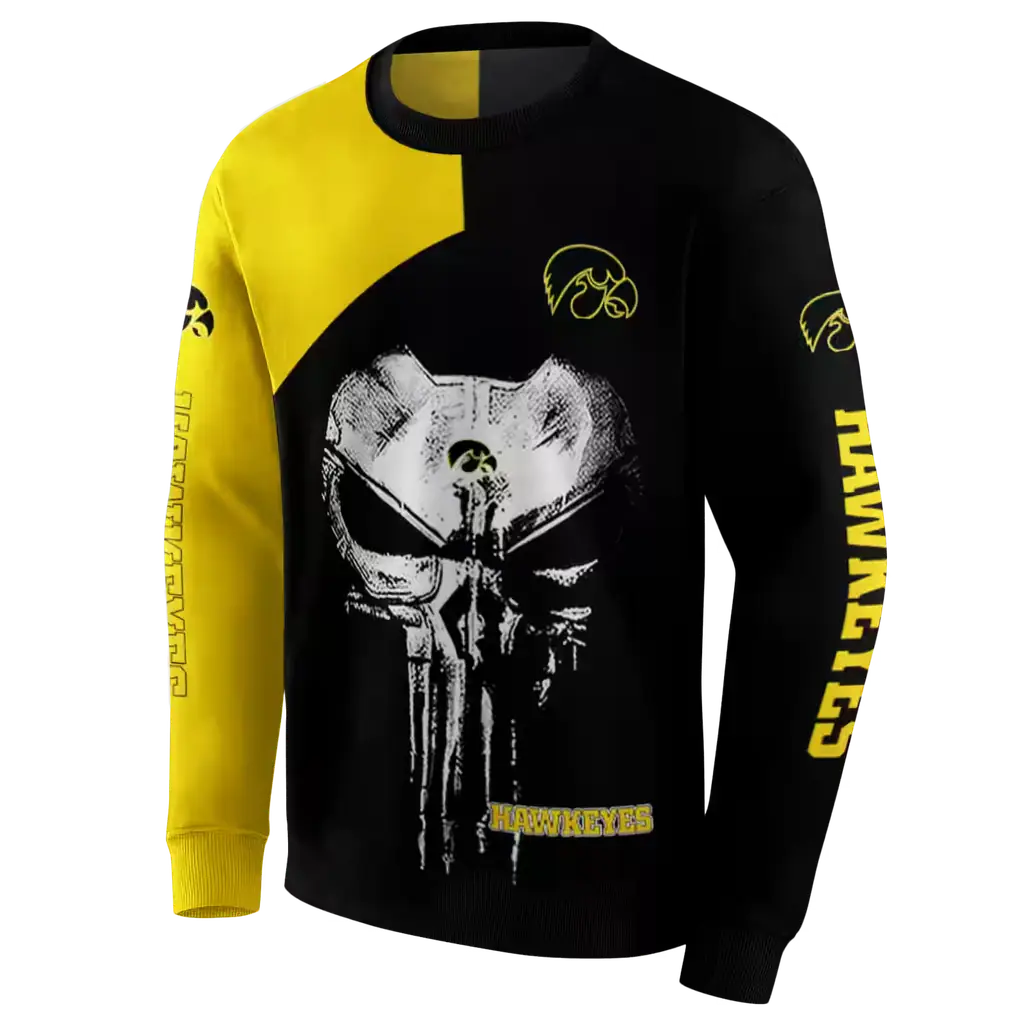 iowa hawkeyes skull punisher gold black hoodie new arrival iowa hawkeyes skull punisher gold black hoodie new arrival