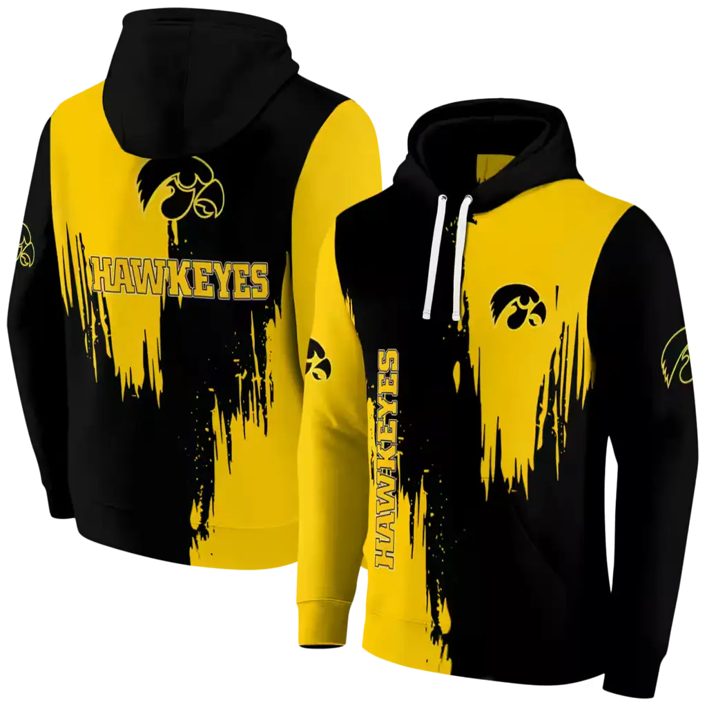 iowa hawkeyes splatter effect black hoodie fashion forward iowa hawkeyes splatter effect black hoodie fashion forward